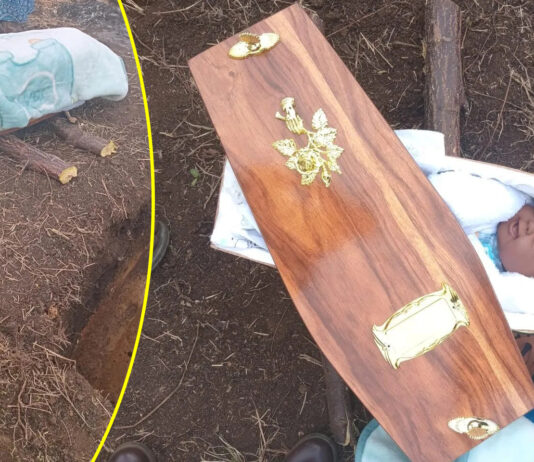 Drama as money-loving woman fakes pregnancy, tricks ex-boyfriend into planning funeral for a doll thinking it's their dead baby (SEE PICS)