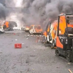 NO to Foreign King! – Cars torched and buildings razed as protests over ‘Nigerian coronation’ turn violent in KuGompo City