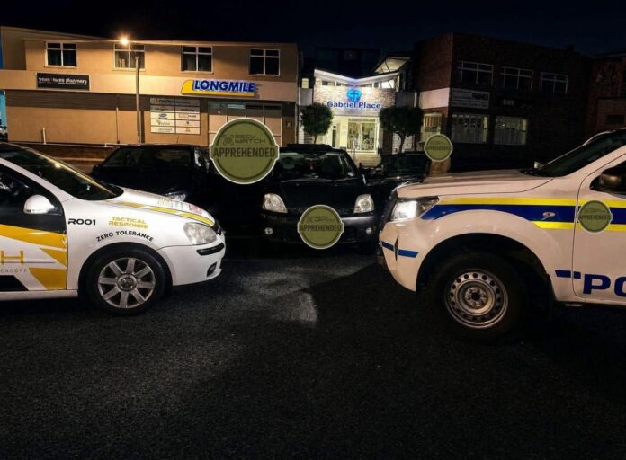 police cars arrested crime scene