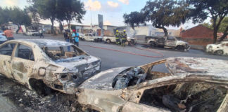 ‘We are tired of foreign nationals’: 24 vehicles torched in Soweto and Durban as protests over asylum ruling erupt into violence